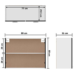 vidaXL Armoire suspendue Noir 80x31x60 cm Bois d’ingénierie pas cher