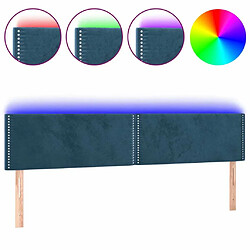 Maison Chic Tête de lit scandinave à LED,meuble de chambre Bleu foncé 200x5x78/88 cm Velours -MN69273