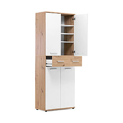 Acheter Mes Armoire à chaussures 4 portes 2 tiroirs 70x34,7x185 cm chêne et blanc