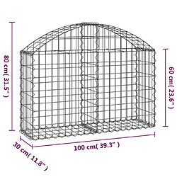 Acheter vidaXL Panier de gabions arqué 100x30x60/80 cm Fer galvanisé