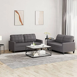 Maison Chic Ensemble de canapés 2 pcs avec coussins, Canapé droit Sofa pour Salon Gris Similicuir -GKD971464