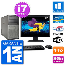 PC Dell 3010 MT Ecran 27" i7-3770 RAM 8Go Disque Dur 1To HDMI Windows 10 Wifi - Occasion