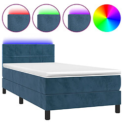 vidaXL Sommier à lattes de lit et matelas et LED Bleu foncé 90x190 cm