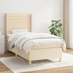 Maison Chic Lit Adulte - Lit simple Lit à sommier tapissier avec matelas moelleux - Meuble de Chambre - Crème 100x200 cm Tissu -MN75817