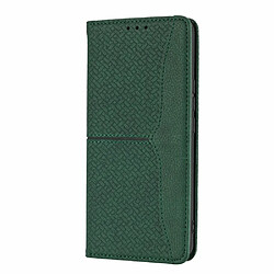 Etui en PU texture tissée légère avec support vert pour votre Honor 50