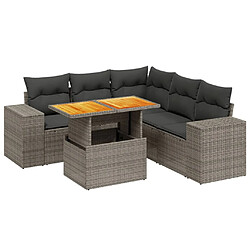 vidaXL Salon de jardin 6 pcs avec coussins gris résine tressée