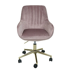 Avis Decoshop26 Chaise de bureau pivotante en velours rose avec accoudoir base dorée 04_0006211