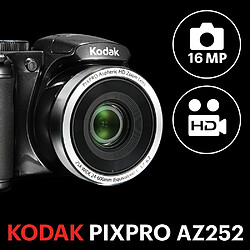 KODAK Pixpro AZ252 - Appareil Photo Bridge Numérique 16 Mpixels, Zoom optique 25X, Video HD 720p, Grand angle 24 mm, Stabilisateur optique de l'image, Ecran LCD 3- RECONDITIONNE - Noir