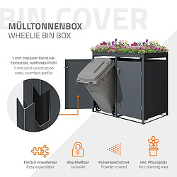 ML-Design Abri pour 2 poubelles 240L en acier anthracite 132x80x124 cm box avec jardinière