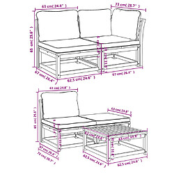 vidaXL Salon de jardin avec coussins 5 pcs Bois d'acacia solide pas cher