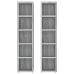 Avis vidaXL Armoires à CD 2 pcs Sonoma gris 21x16x93,5 cm Bois d'ingénierie