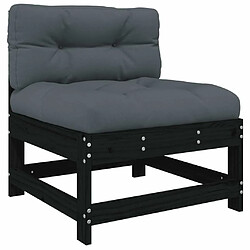 Acheter Maison Chic Salon de jardin 7 pcs + coussins - Mobilier/Meubles de jardin - Table et chaises d'extérieur noir bois massif -MN61606