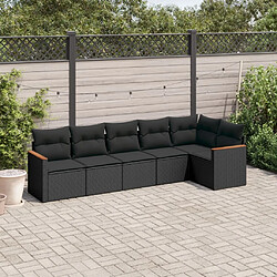 Maison Chic Salon de jardin 6 pcs avec coussins | Ensemble de Table et chaises | Mobilier d'Extérieur noir résine tressée -GKD60923