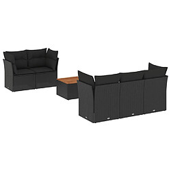 Maison Chic Salon de jardin 6 pcs avec coussins | Ensemble de Table et chaises | Mobilier d'Extérieur noir résine tressée -GKD39479