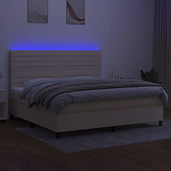 Avis vidaXL Sommier à lattes de lit et matelas et LED Crème 200x200cm Tissu