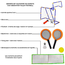 Lean Toys DEPORTE Set multisport jeu enfants 3 en 1 badminton volley football