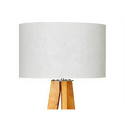 Vente-Unique Lampadaire trépied en bois naturel et abat jour en lin blanc - D. 45 x H. 152 cm - Blanc - LORENS pas cher