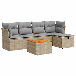 vidaXL Salon de jardin avec coussins 6 pcs beige résine tressée