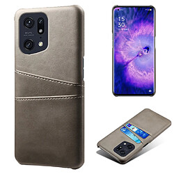 Coque en TPU + PU antichoc, anti-rayures avec porte-cartes, gris pour votre Oppo Find X5 Pro