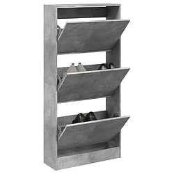 Maison Chic Armoire à chaussures | Meuble de rangement à chaussures Meuble d'Entrée gris béton 60x21x125,5cm bois d'ingénierie -MN12712