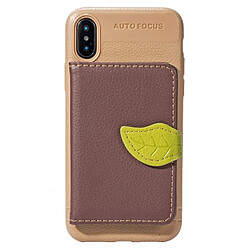 Wewoo Coque Housse en cuir magnétique pour iPhone X, avec porte-monnaie & & cadre photo marron