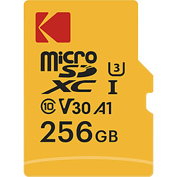 KODAK Carte Mémoire Micro SD - 256GB, Classe 10, Haute Performance, avec Adaptateur - Noir