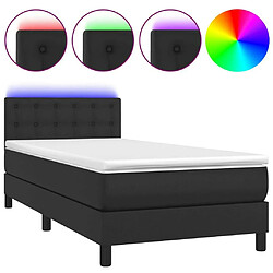 Sommier à lattes et LED,Cadre à lattes de lit avec matelas pour Adulte Noir 90x200 cm -MN26789