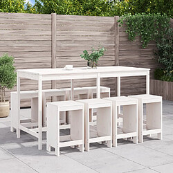 Maison Chic Table de bar et chaises d'extérieur 9 pcs,Ensemble de bar de jardin pour relax blanc bois de pin massif -GKD954047