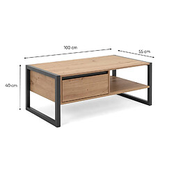 Avis Decoshop26 Table basse avec tiroir et espace de rangement en bois MDF anthracite style industriel TABA06012