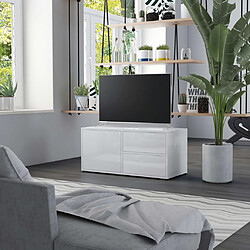 Maison Chic Meuble TV scandinave - Banc TV pour salon Blanc brillant 80x34x36 cm Aggloméré -MN57509