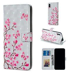 Wewoo Coque Étui en cuir à rabat horizontal avec motif de fleurs et motifs papillons pour iPhone X, supports fentes pour cartes, cadre photo