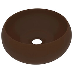 vidaXL Lavabo rond de luxe Marron foncé mat 40x15 cm Céramique