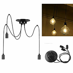 Stoex Lustre Suspension Araignee E27 Douille Rétro Industriel abat-jour Noir, DIY Ajustable Longueur avec 1.5m Fil, 3 bras (pas d'ampoule)