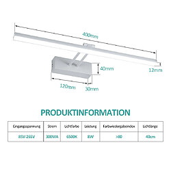 Acheter EMKE Lampe à LED pour Miroir Lampe pour Miroir de Salle de Bain 40 cm, Rotation de 200° Lampe pour Miroir Eclairage LED pour Miroir de Salle de Bain 6500K (Blanc)