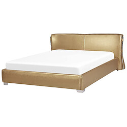 Beliani Lit design en cuir double 180x200 or PARIS