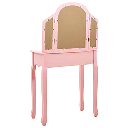 Helloshop26 Coiffeuse et tabouret 65 x 36 x 128 cm bois MDF rose 02_0006382 pas cher