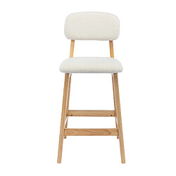 Moloo CLIFF-Tabouret de bar en tissu bouclette écru et bois naturel (x2) pas cher