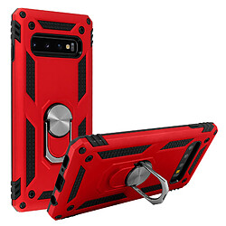 Avizar Coque Galaxy S10 Bi matière Rigide et Souple Bague Support Vidéo rouge