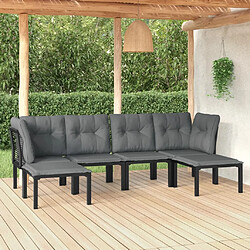 Maison Chic Salon de jardin 6 pcs - Table et chaises d'extérieur - Mobilier/Meubles de jardin Moderne noir et gris résine tressée -MN68206