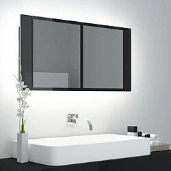 vidaXL Armoire à miroir de bain à LED Noir brillant Acrylique