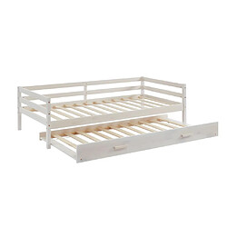 Vente-Unique Lit gigogne AEDAN II - 2 x 90 x 190 cm - Pin massif et MDF - Blanchi pas cher