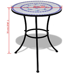 Acheter vidaXL Table de bistro Bleu et blanc 60 cm Mosaïque