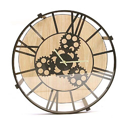 Avis The Home Deco Factory Table d'appoint en métal et bois horloge 40 cm.