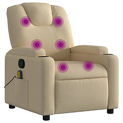 vidaXL Fauteuil de massage inclinable Crème Tissu