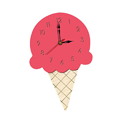 Crème Glacée Bande Dessinée Créative Enfants Horloge Murale Acrylique Tenture Horloge Rouge