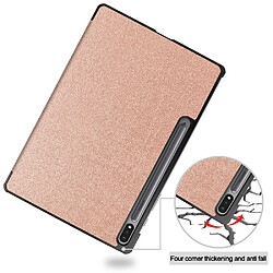 Etui en PU avec support tri-pliure or rose pour votre Samsung Galaxy Tab S7 FE SM-T730/SM-T736