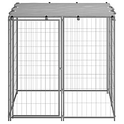 Helloshop26 Chenil extérieur cage enclos parc animaux chien argenté 110 x 110 x 110 cm acier 02_0000234