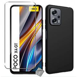 Htdmobiles Coque pour Xiaomi Poco X4 GT 5G - housse etui silicone gel fine + verre trempe - NOIR