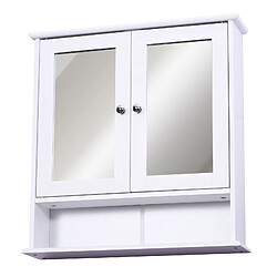 Homcom Armoire murale étagère salle de bain 56L x 13l x 58H cm double porte miroir étagère réglable MDF blanc