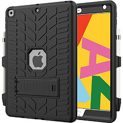 Coque en TPU + silicone anti-chute, surface de pneu froide, hybride noir pour votre Apple iPad 10.2 (2020)/(2019)